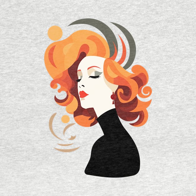 Minimalist Illustration of Orange-Haired Lady in Black by a4mbs